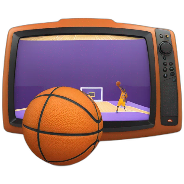 flat TV 3D showing a basketball match emoji