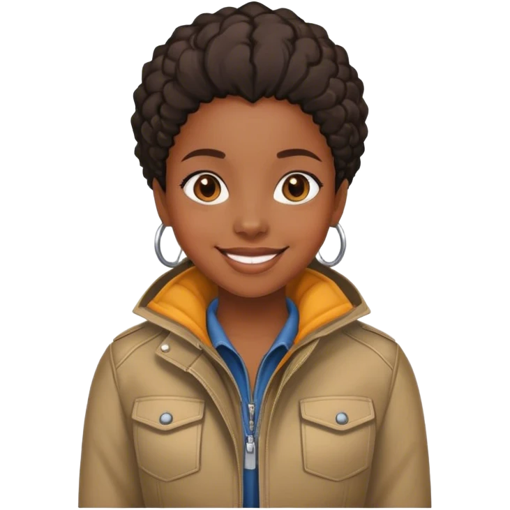 smiling black girl in jacket emoji