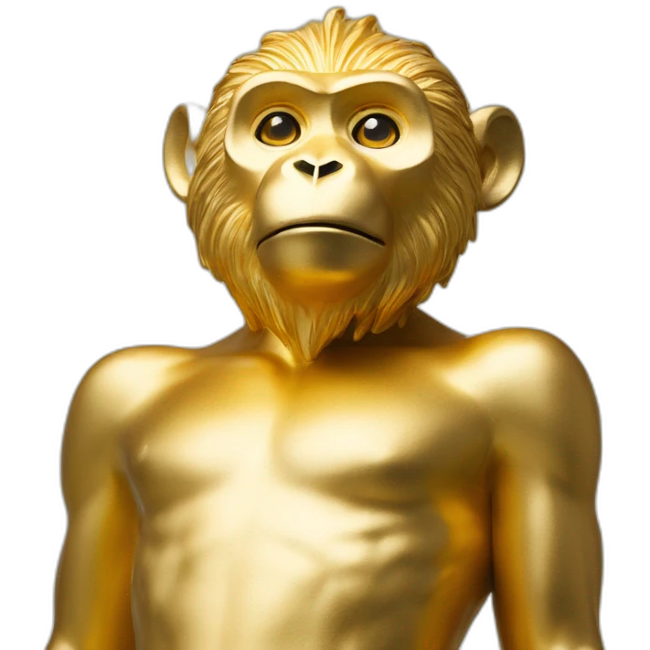 modern statue of a golden monkey on a golden plinth, close-up view emoji