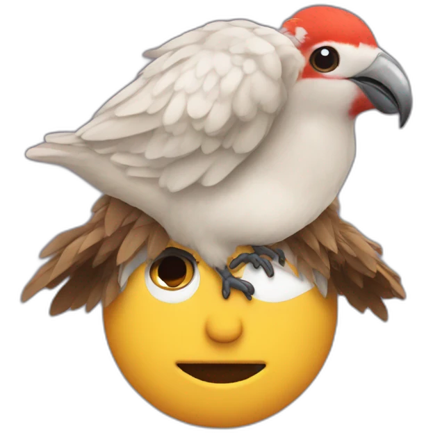Mercredi adams with a bird on his head emoji