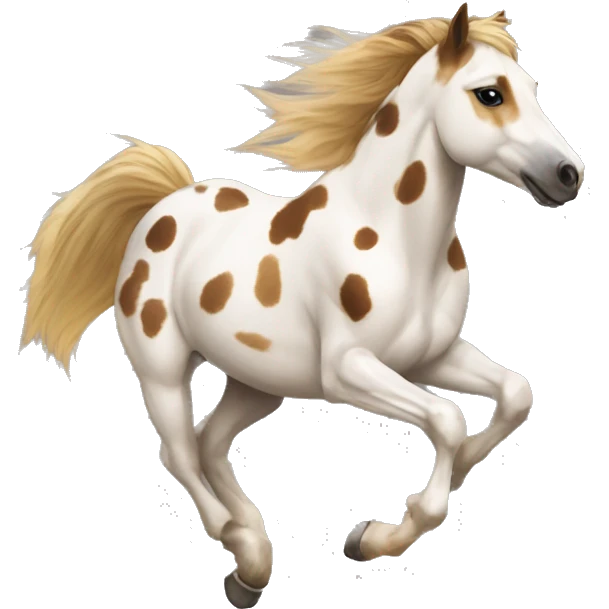 Scruffy scarred scratched scratches scratch scars Piebald tricolor palomino yellow brown pony with dark brown spots galloping running emoji