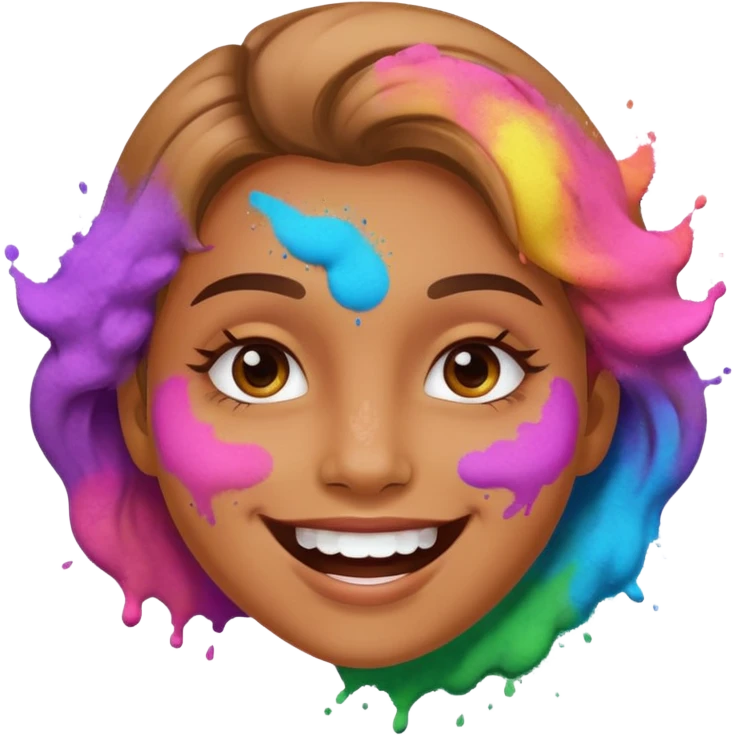 A happy face playing holi emoji