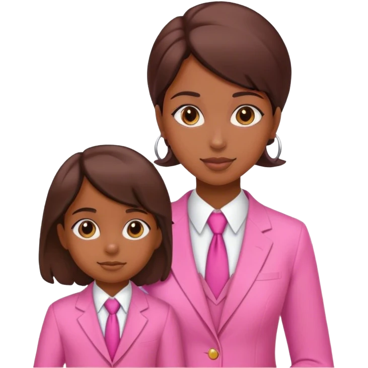 Brune girl pink suit with child emoji
