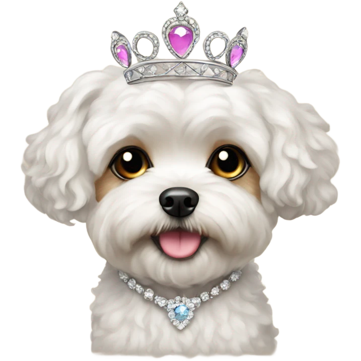 Maltipoo wearing a tiara  emoji