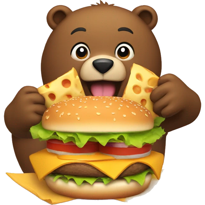 Bear eating a cheese burger  emoji