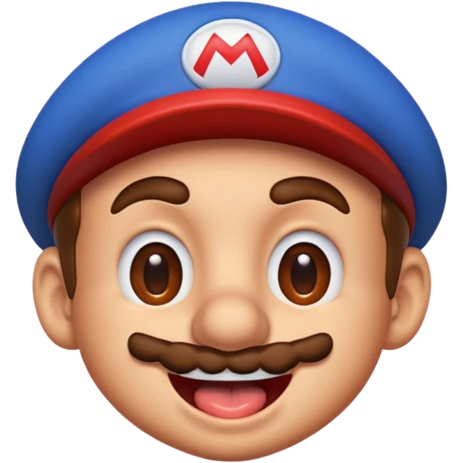 Mario blushing tongue out sweating emoji