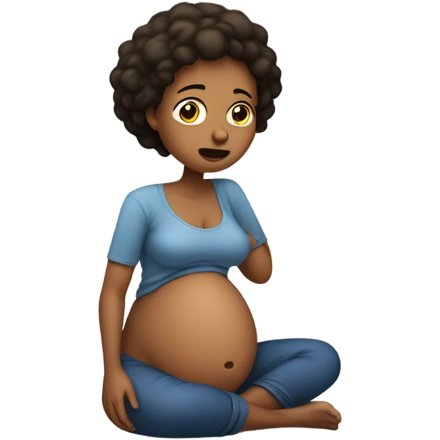 Uncomfortable pregnant woman emoji