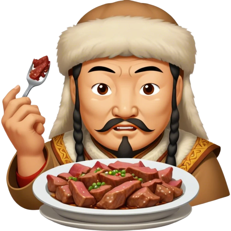 genghis khan eats cooked meat emoji