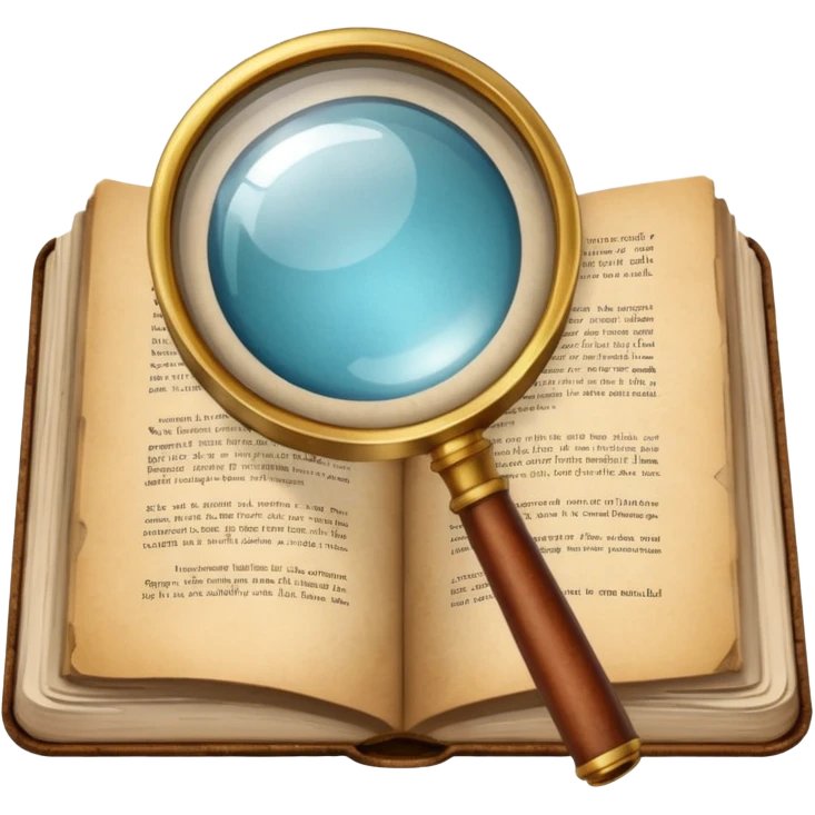 Magnifying glass with a book emoji