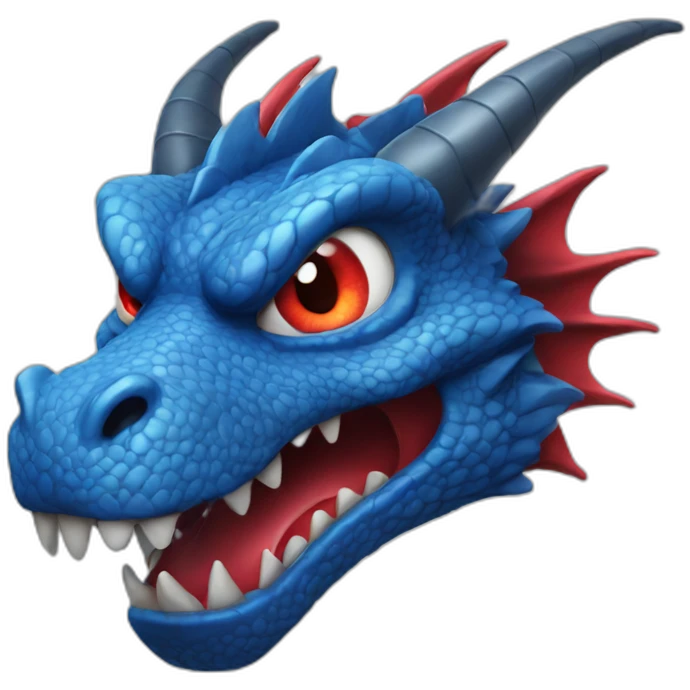 angry face blue dragon with red eyes emoji