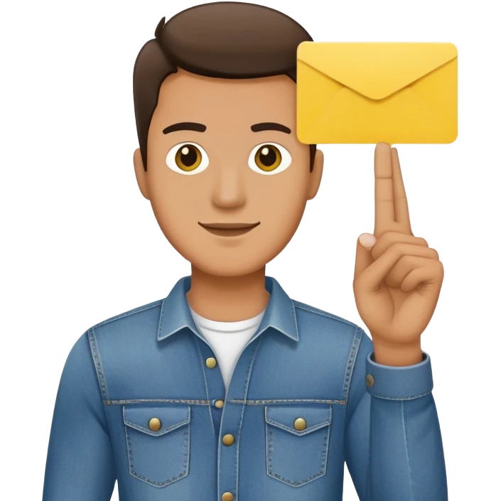man in jeans holding a yellow card in one hand emoji
