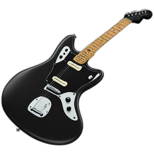 realistic all black fender jaguar guitar emoji