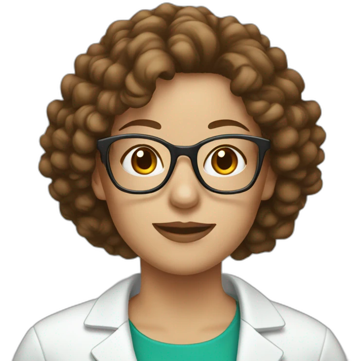 pharmacist white woman brown curly hair glasses emoji