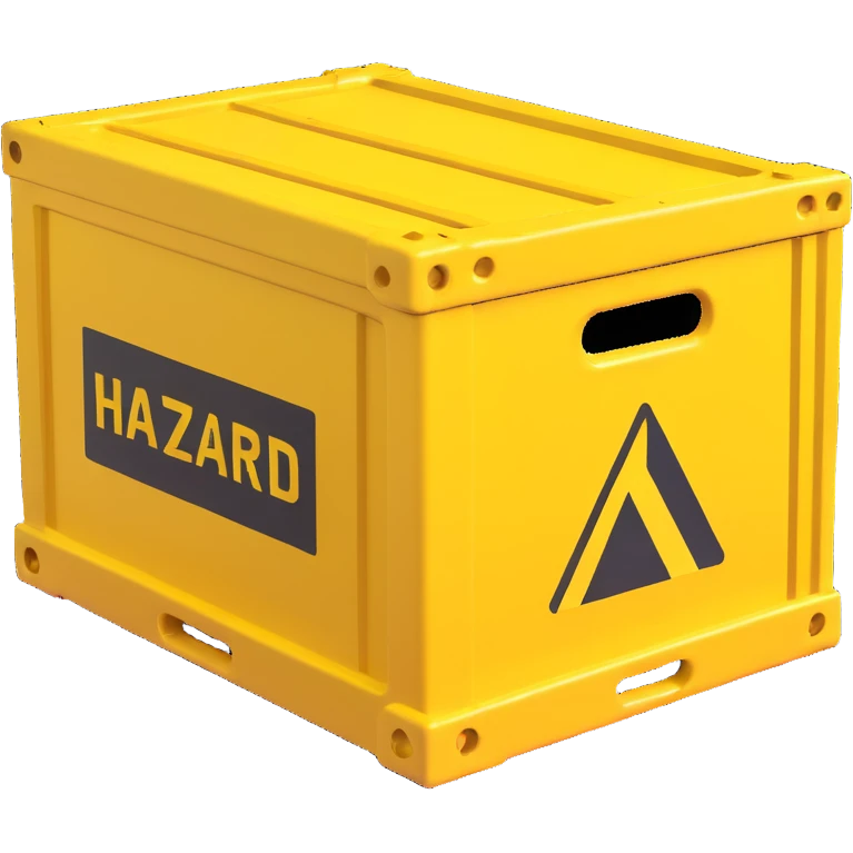 industrial crate, yellow hazard markings, rugged look emoji