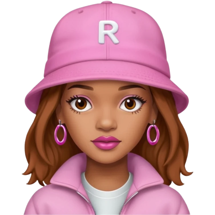 rihanah wearing Pink Hat emoji