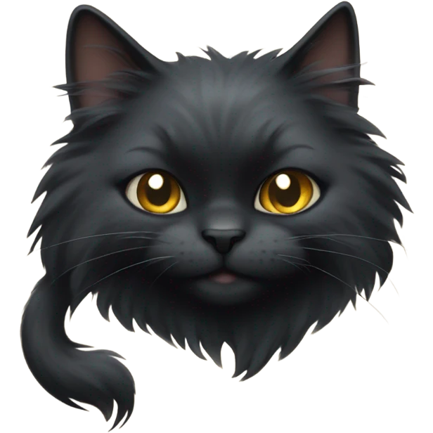 Long haired black cat w white chest emoji