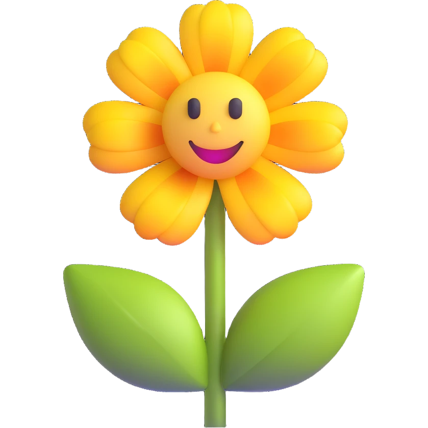 shiny and soft 3D emoji style flower emoji