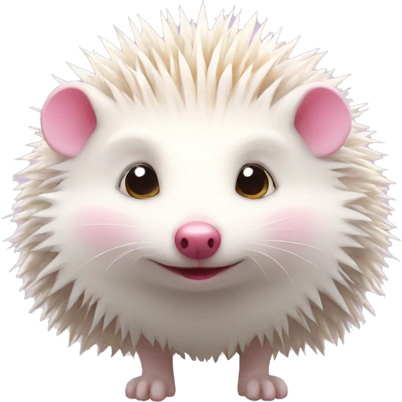 Cute white hedgehog with pink eyes emoji