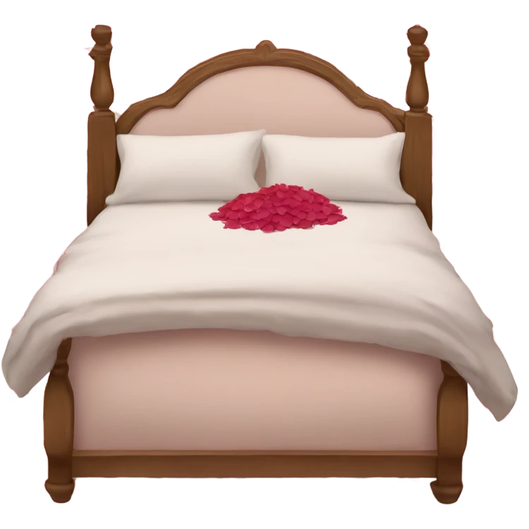 queen size bed with rose petals emoji