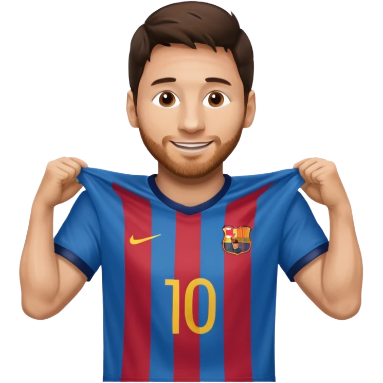 Lionel Messi holding up his own shirt emoji