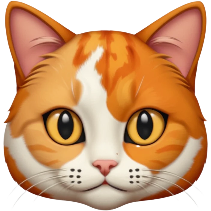 A calico cat with half its face ginger and the other half black emoji