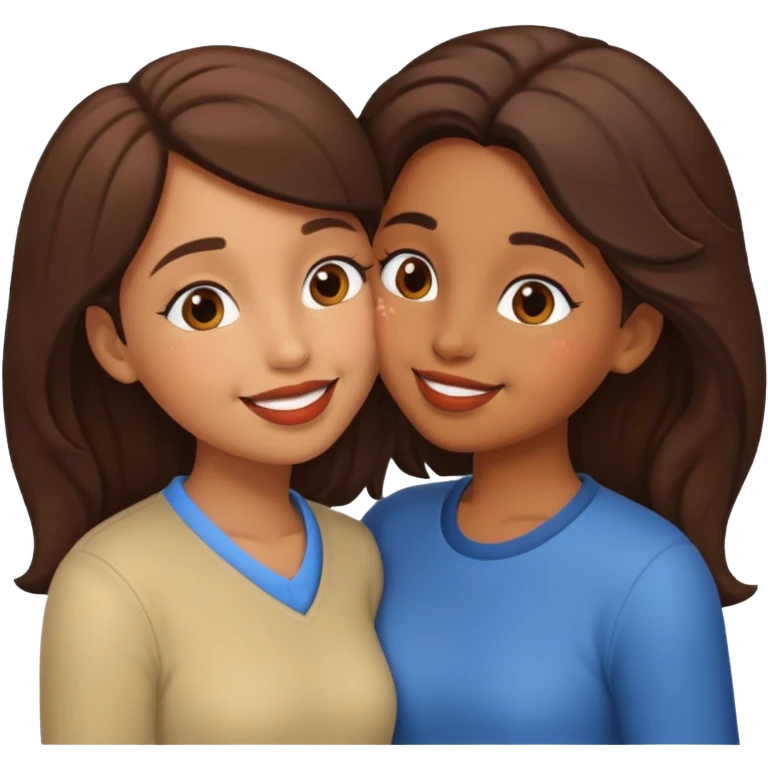 Two brown girls kissing emoji