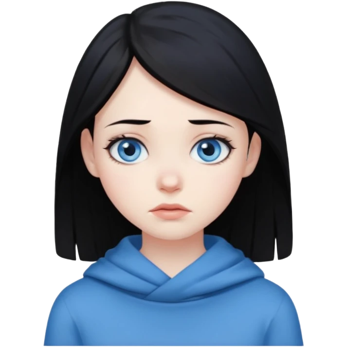 black haired girl with blue eyes cold look emoji
