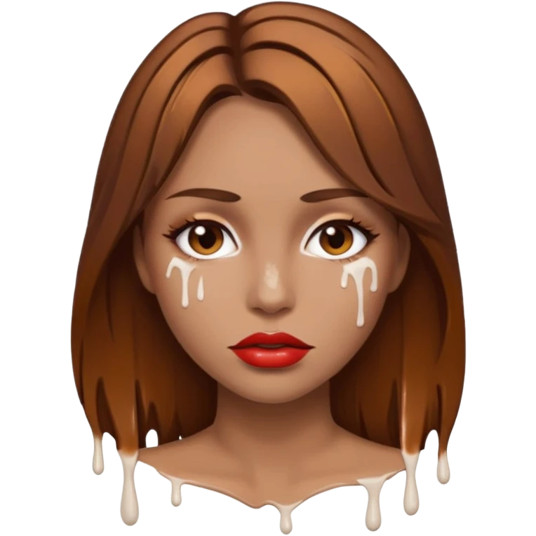 Brown Hair, Woman, white paint drip, face, hot, Sexy, lips emoji