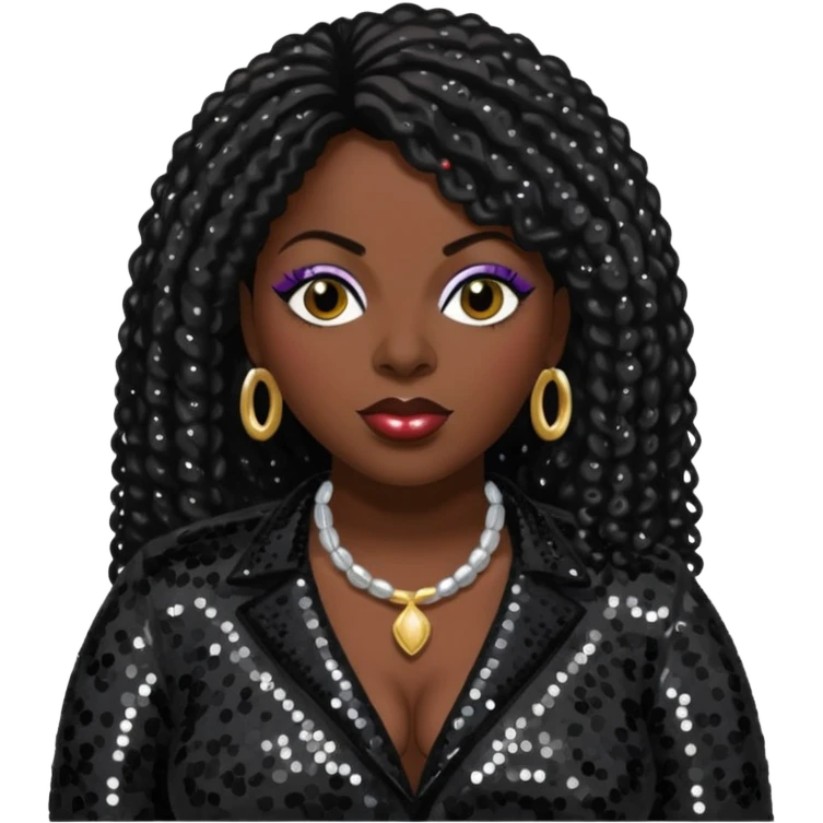 Angie Stone with black sequin outfit emoji