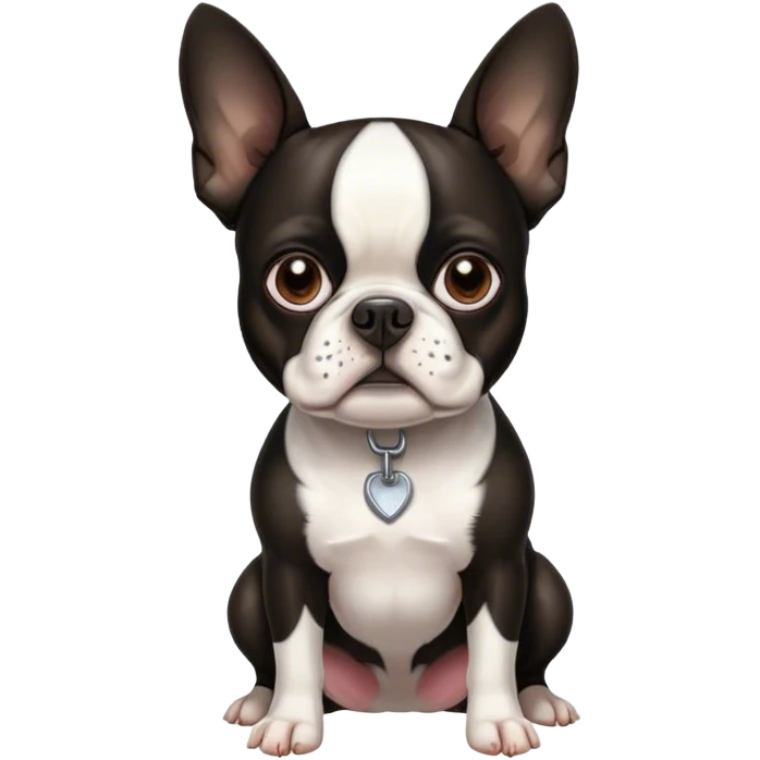 boston terrier with center-part haircut emoji
