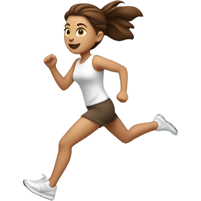 white girl with brown hair running emoji