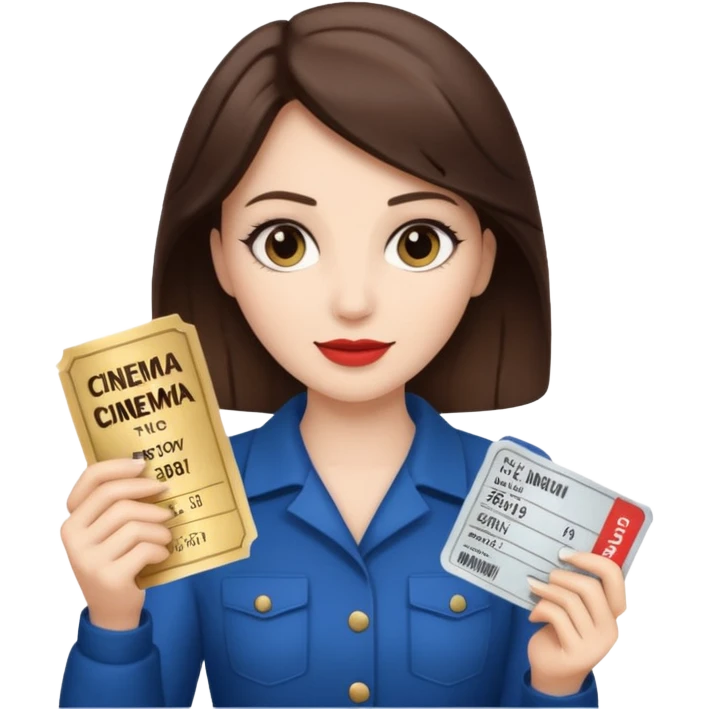 a women White and brunette and her cinéma ticket  emoji