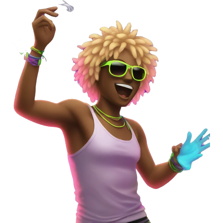 Rave party dancing neon smoking emoji
