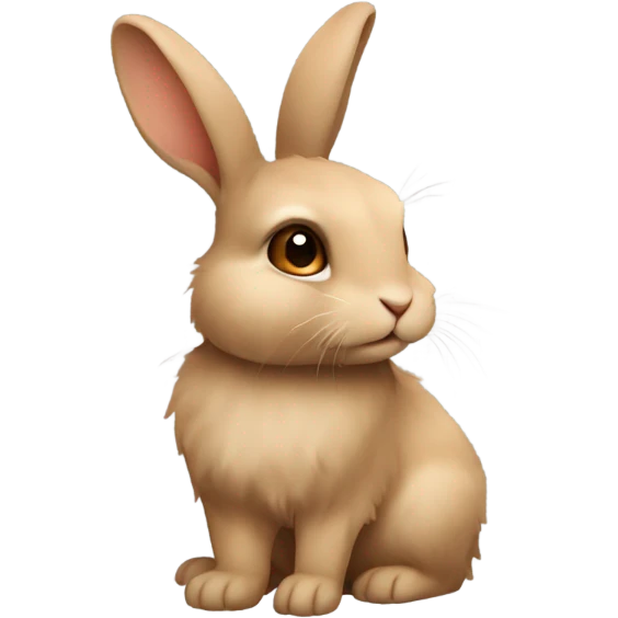 Cute fluffy fully light brown rabbit with dark brown eyes and normal upright ears emoji