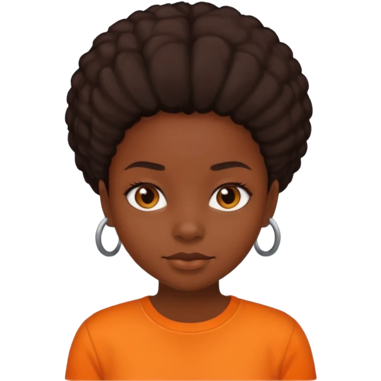 black girl with orange shirt emoji