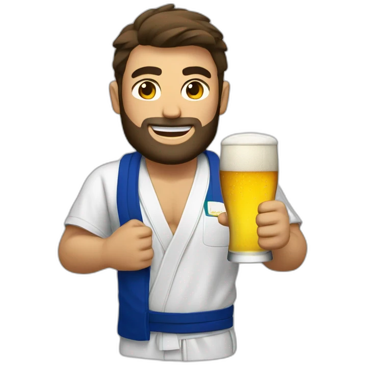 jiu jitsu guy with a beer emoji