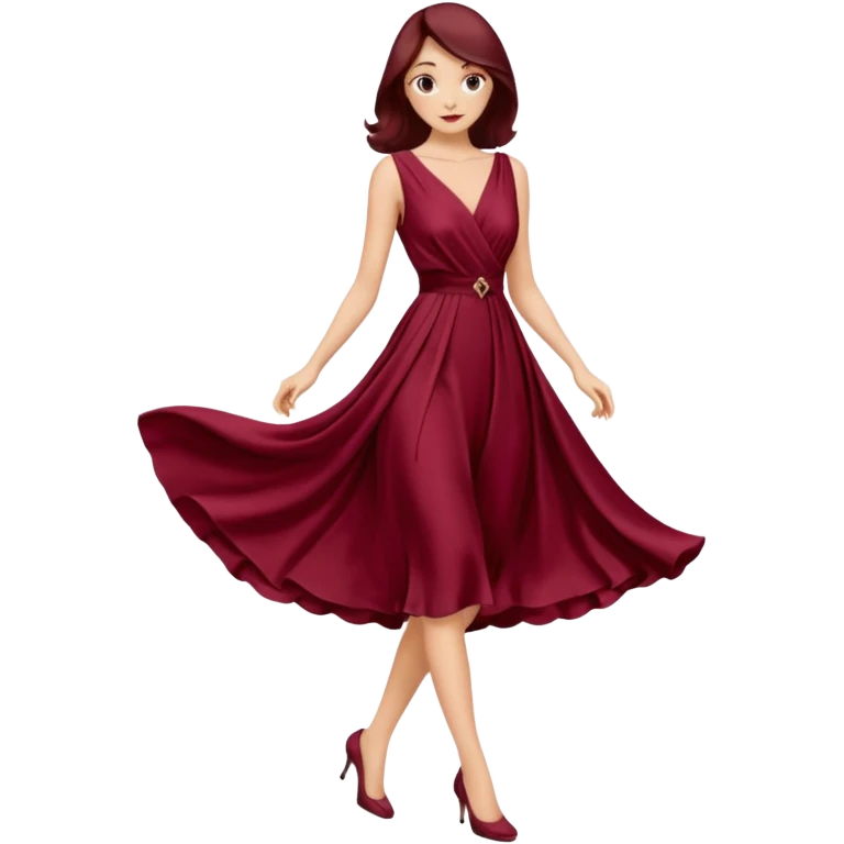 create a burgundury dress just the dress. make it knee lenght emoji