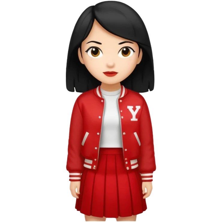 black color long hair girl with varsity jacket and log long skirt emoji