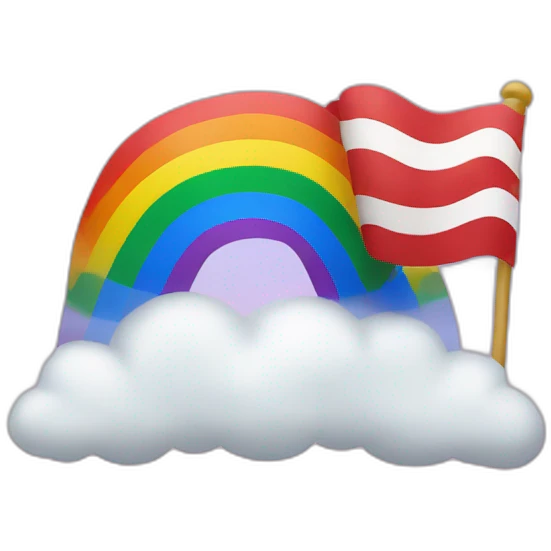 American Flag in front of a Rainbow emoji