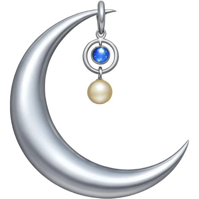 Moon charm – silver crescent moon emoji