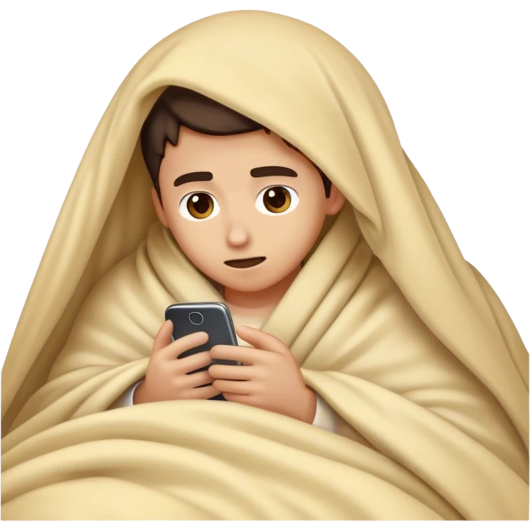 Emoji of some one seeing his phone under the blankets emoji