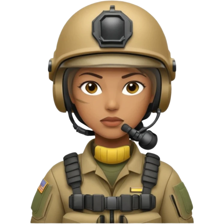 female special operations communications operator with combat gear head only emoji