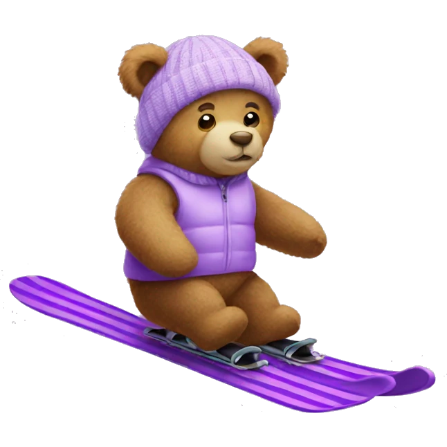 Teddy bear on lilac skis emoji