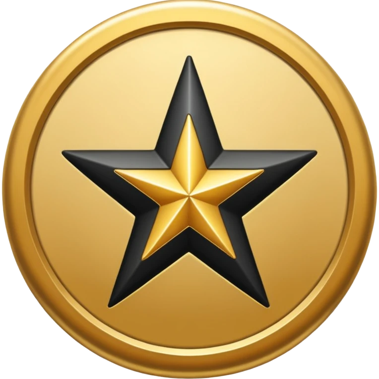 Black star in golden circle emoji