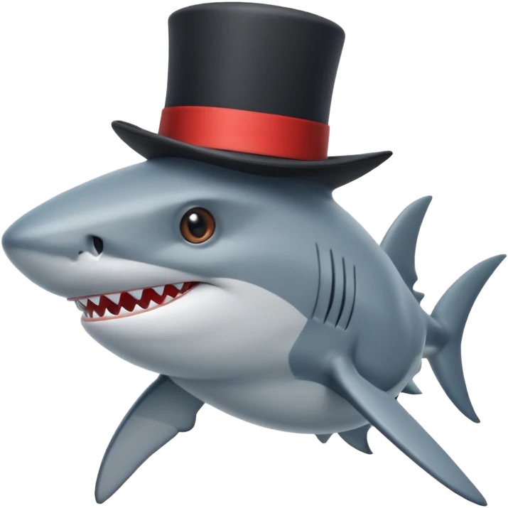 Shark with a top hat emoji