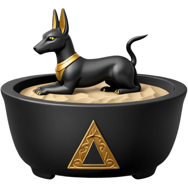 Shallow-height black Anubis branded bonsai pot  emoji