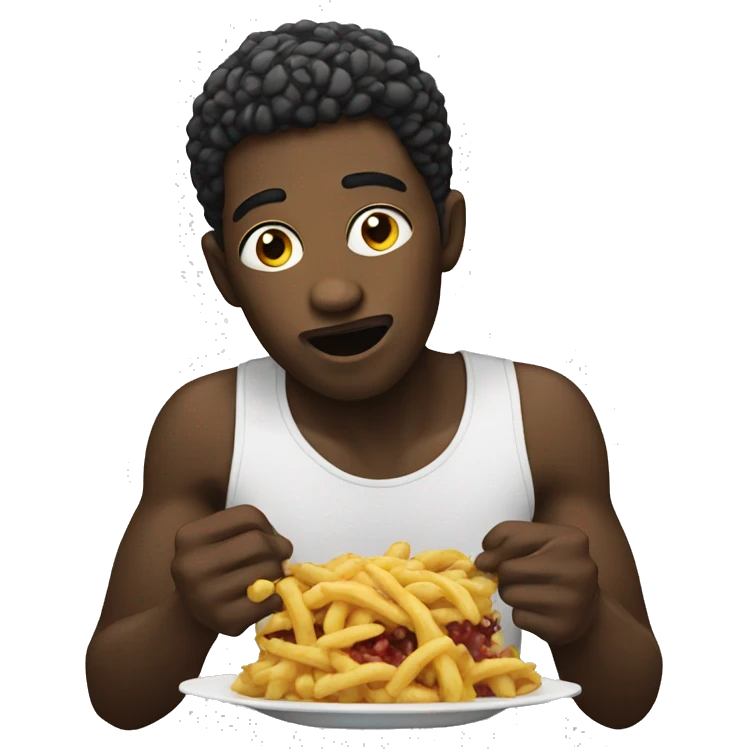 Black man eating emoji