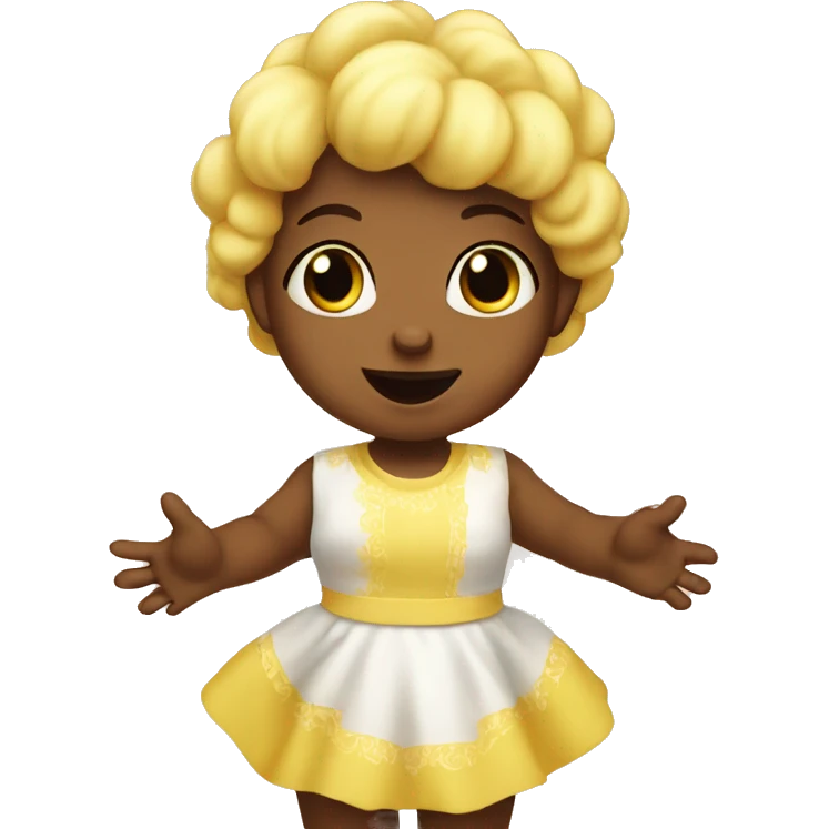 Yellow Baby girl with both arms in the air, enjoy bless emoji