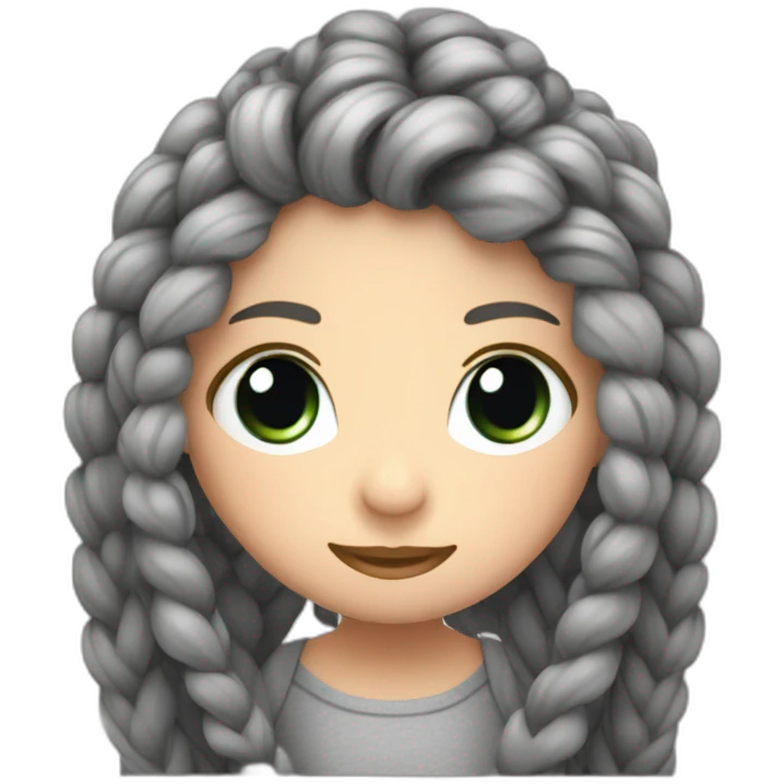 fotografa morocha pelo largo con trenzas y ojos grises, camara canon emoji