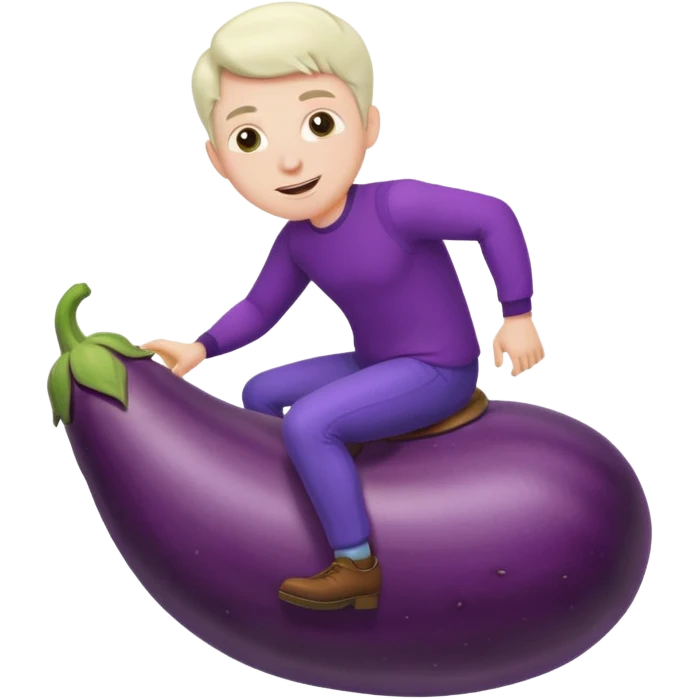 Guy riding eggplant emoji